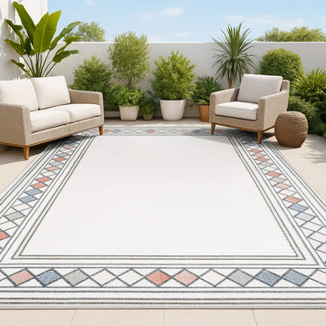 Sebastian High-low Modern Diamond Border Indoor/Outdoor Area Rug
